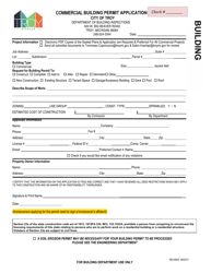 Document preview: Commercial Building Permit Application - City of Troy, Michigan