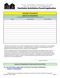 Charitable Solicitation Permit Application - City of Troy, Michigan, Page 4