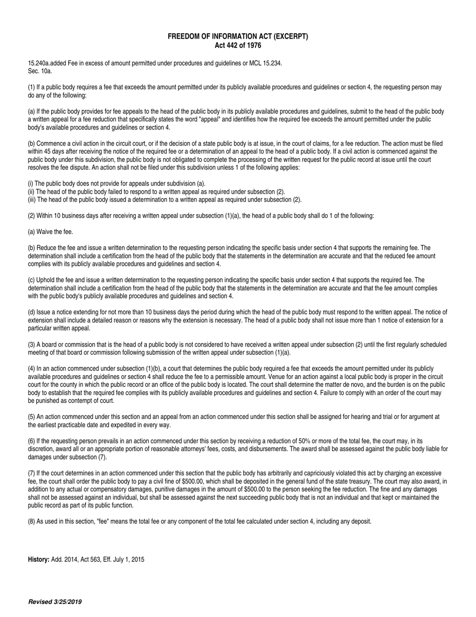 Foia Appeal Form - to Appeal an Excess Fee - City of Troy, Michigan, Page 2