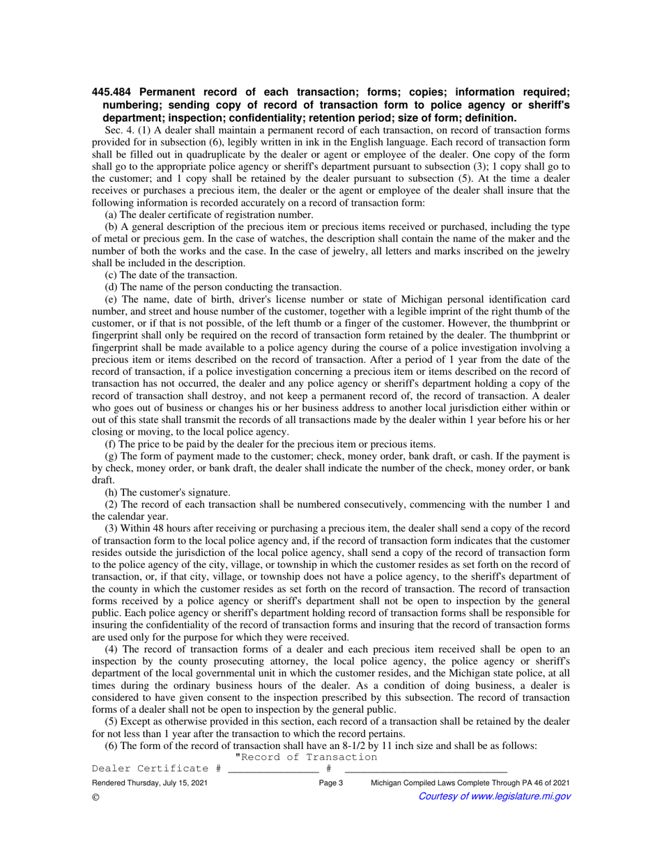 Precious Metals Dealer Application - City of Troy, Michigan, Page 6