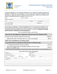 &quot;Hazardous Materials Permit Application&quot; - City of Troy, Michigan