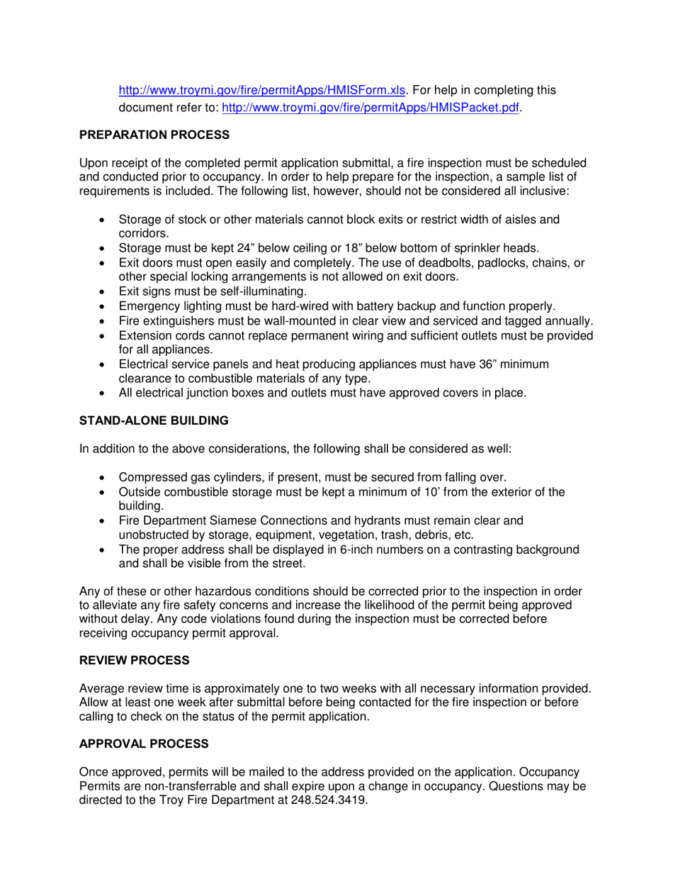 Occupancy Permit Application - Commercial - City of Troy, Michigan, Page 3