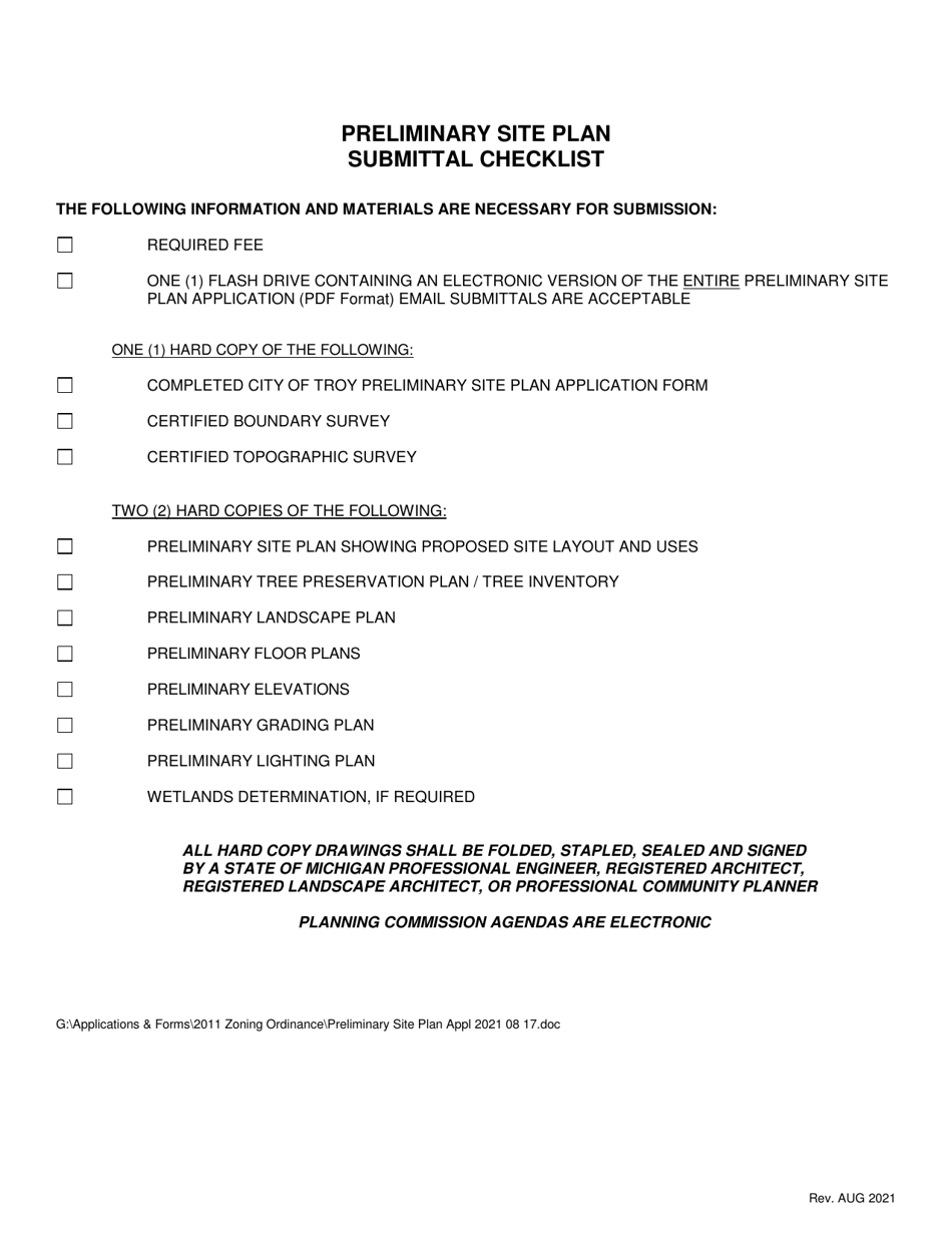 Preliminary Site Plan Application - City of Troy, Michigan, Page 2