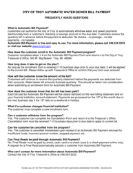 Automatic Water/Sewer Bill Payment Enrollment Form - City of Troy, Michigan, Page 2