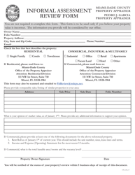 Document preview: Informal Assessment Review Form - Miami-Dade County, Florida