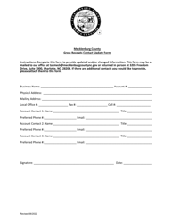 Gross Receipts Contact Update Form - Mecklenburg County, North Carolina