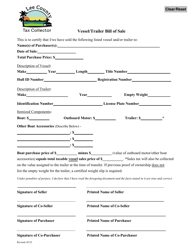 Document preview: Vessel/Trailer Bill of Sale - Lee County, Florida