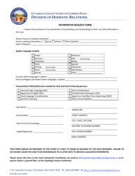 Document preview: Form H334 Interpreter Request Form - Cuyahoga County, Ohio