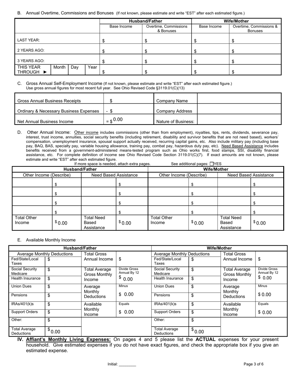 Counter Affidavit to Motion for Temporary Support - Cuyahoga County, Ohio, Page 3