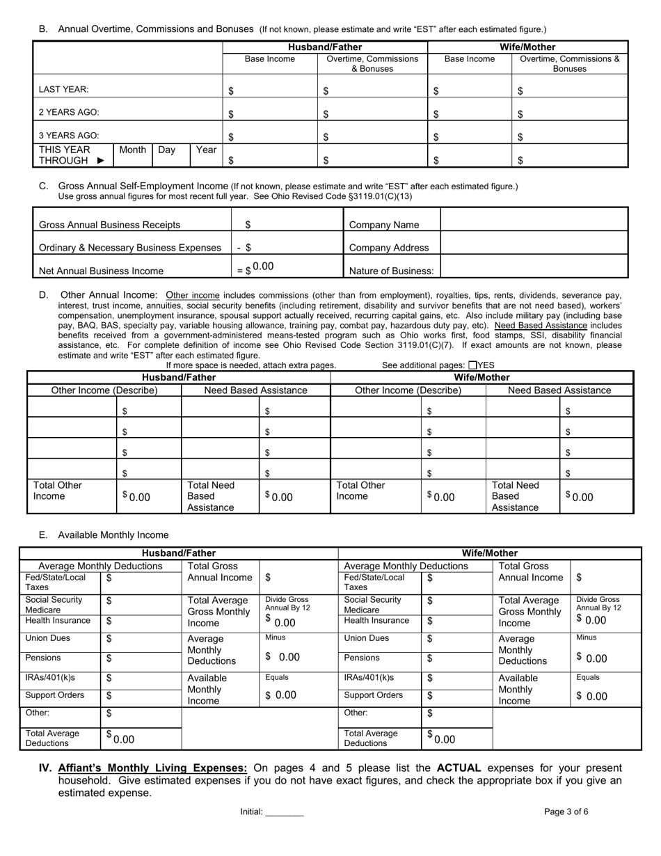 Motion for Temporary Support With Affidavit and Notice - Cuyahoga County, Ohio, Page 3