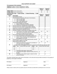 Document preview: Child Support Data Sheet - Cuyahoga County, Ohio