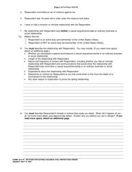 Form 10.01-P Petition for Dating Violence Civil Protection Order - Cuyahoga County, Ohio, Page 2