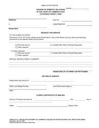 Form 10.01-O Motion for Contempt of a Domestic Violence or Dating Violence Civil Protection Order - Cuyahoga County, Ohio, Page 4