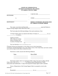 Form H561 Order Confirming Registration of Foreign Support Order - Cuyahoga County, Ohio