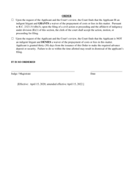 Form 20 Civil Fee Waiver Affidavit and Order - Cuyahoga County, Ohio, Page 3