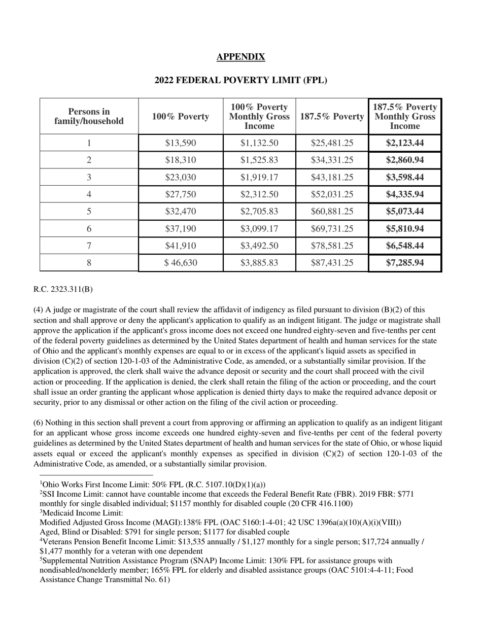 Form 20 Civil Fee Waiver Affidavit and Order - Cuyahoga County, Ohio, Page 4