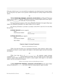 Form H951 Judgment Entry of Divorce (No Children, With Separation Agreement and Spousal Support) - Cuyahoga County, Ohio, Page 3