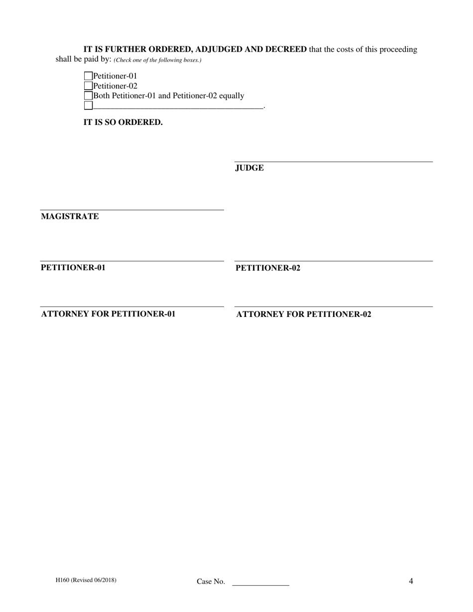 Form H160 Judgment Entry of Dissolution (No Children, No Spousal Support) - Cuyahoga County, Ohio, Page 4