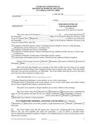 Document preview: Form H132 Judgment Entry of Legal Separation (No Children, With Separation Agreement) - Cuyahoga County, Ohio