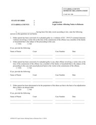 Document preview: Affidavit - Legal Actions Affecting Notice to Relocate - Cuyahoga County, Ohio