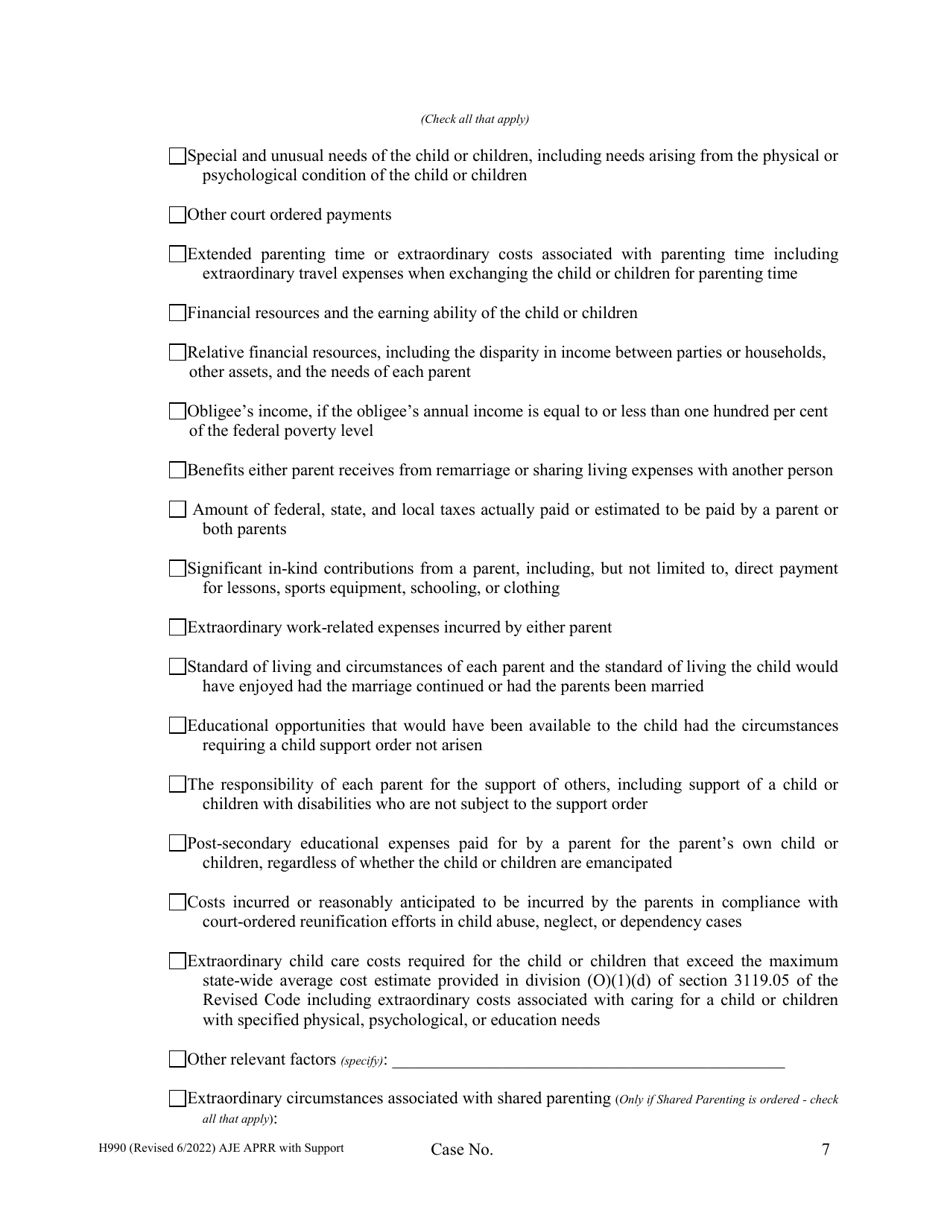 Form H990 Agreed Judgment Entry Modification of Allocation of Parental Rights and Responsibilities With Support - Cuyahoga County, Ohio, Page 7