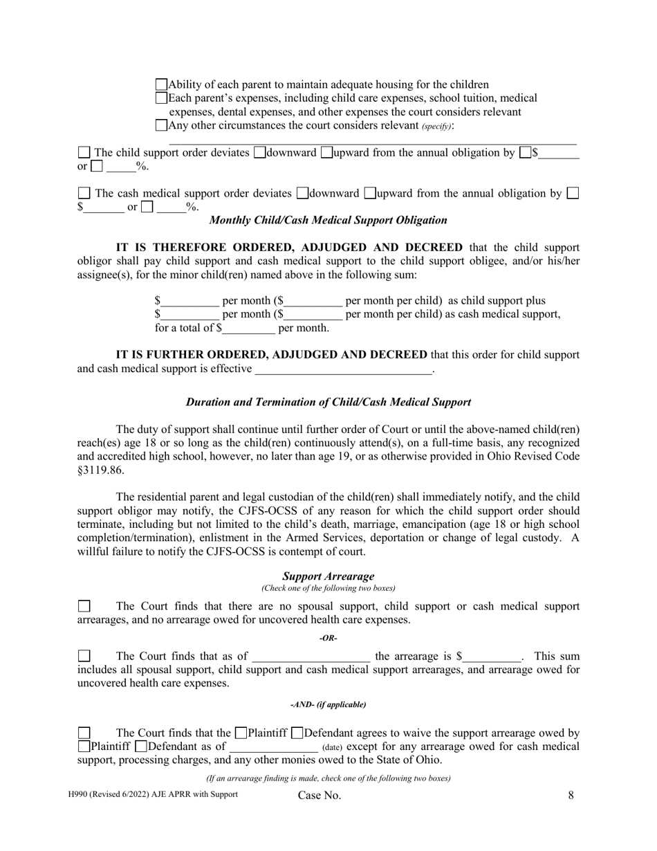 Form H990 Download Fillable PDF or Fill Online Agreed Judgment Entry ...