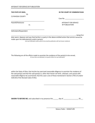 Document preview: Affidavit for Service by Publication - Cuyahoga County, Ohio