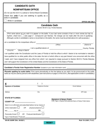 Document preview: Form DS-DE302NP Candidate Oath - Nonpartisan Office - Florida