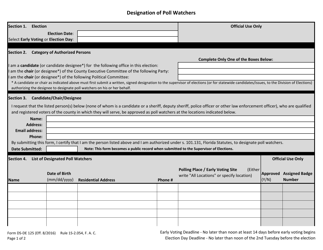 Form DS-DE125 Designation of Poll Watchers - Florida