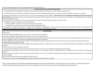 Form DS-DE125 Designation of Poll Watchers - Florida, Page 3