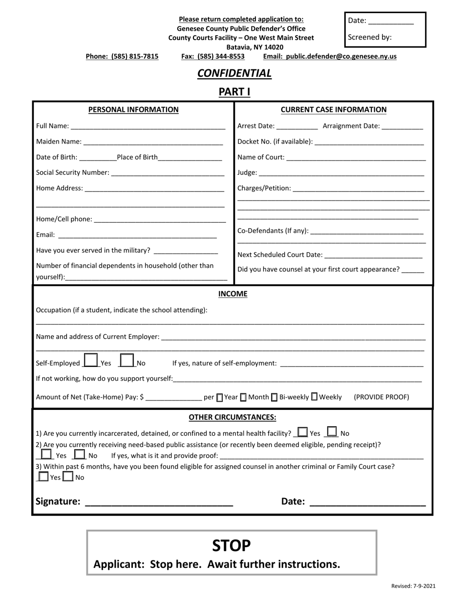 Eligibility Application - Genesee County, New York, Page 2
