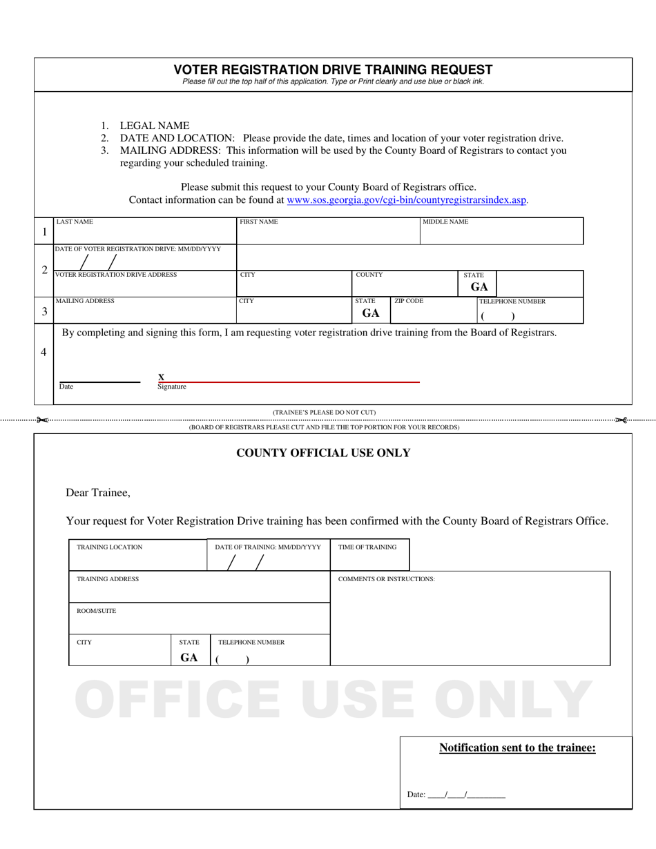 Voter Registration Drive Training Request - Georgia (United States), Page 1