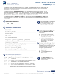 Document preview: Application Form - Senior Citizen Tax Freeze Program (Sctx) - City of Philadelphia, Pennsylvania