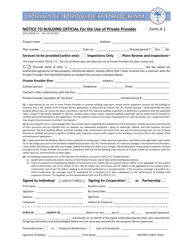 Document preview: Form A.1 Notice to Building Official for the Use of Private Provider - City of Miami, Florida