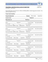 Document preview: Form A.2 Personnel Identification & Job Site Directory - Private Provider Program - City of Miami, Florida