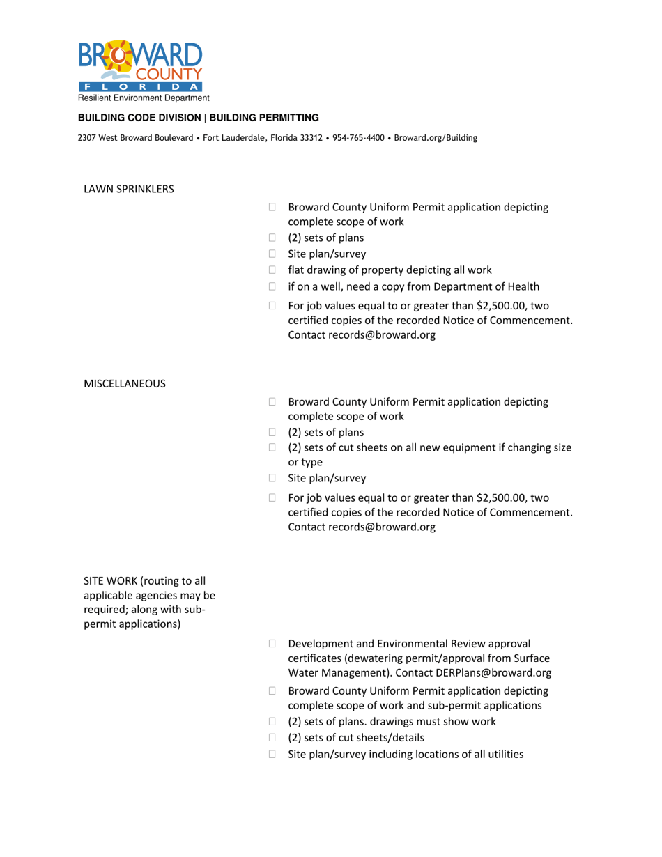 Electrical, Mechanical, and Plumbing Checklists - Broward County, Florida, Page 7