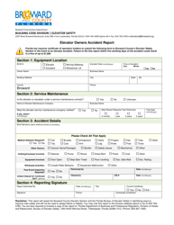 Document preview: Elevator Owners Accident Report - Broward County, Florida