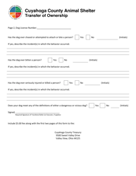 Transfer of Dog Ownership - Cuyahoga County, Ohio, Page 2