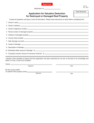 Form DTE26 Application for Valuation Deduction for Destroyed or Damaged Real Property - Ohio