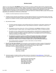 Aplicacion Para Copia Certificada De Acta De Matrimonio - Sonoma County, California (Spanish), Page 3