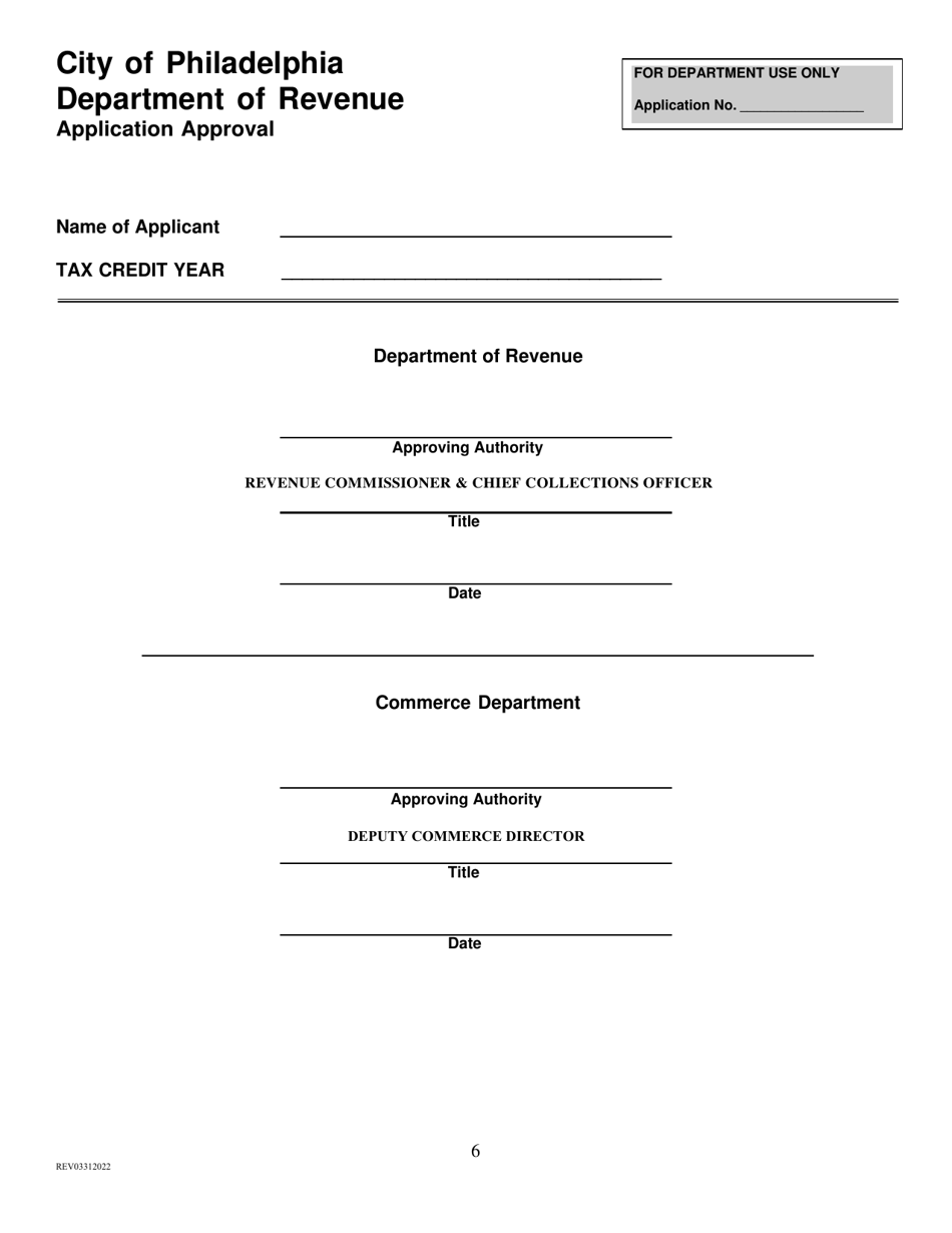 Original Application for Business Income and Receipts Tax Credit for Contribution to a Community Development Corporation or Nonprofit Intermediary - City of Philadelphia, Pennsylvania, Page 6