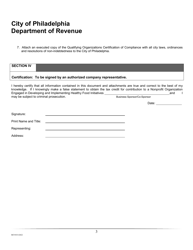Original Application for Business Income and Receipts Tax Credit for Contribution to a Nonprofit Organization Engaged in Developing and Implementing Healthy Food Initiatives - City of Philadelphia, Pennsylvania, Page 3