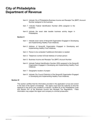 Original Application for Business Income and Receipts Tax Credit for Contribution to a Nonprofit Organization Engaged in Developing and Implementing Healthy Food Initiatives - City of Philadelphia, Pennsylvania, Page 5