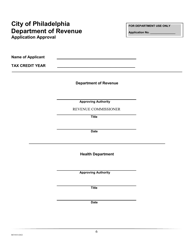 Original Application for Business Income and Receipts Tax Credit for Contribution to a Nonprofit Organization Engaged in Developing and Implementing Healthy Food Initiatives - City of Philadelphia, Pennsylvania, Page 6