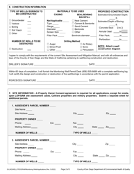Permit Application - Groundwater and Vadose Monitoring Wells and Exploratory or Test Borings - County of San Diego, California, Page 2