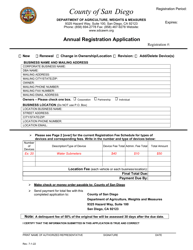 Annual Registration Application - County of San Diego, California