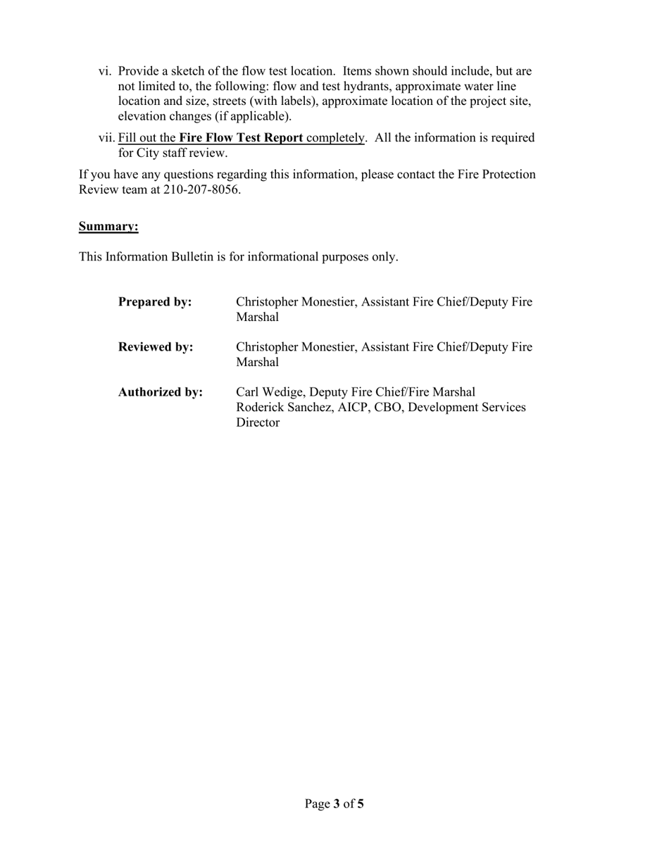 Fire Flow Test Report - City of San Antonio, Texas, Page 3