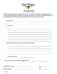 Use Verification Form - City of Fort Worth, Texas, Page 2