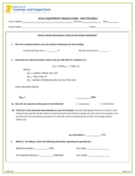 Form P_006_CHK HVAC Equipment Design Form - Multifamily - City of Philadelphia, Pennsylvania, Page 2