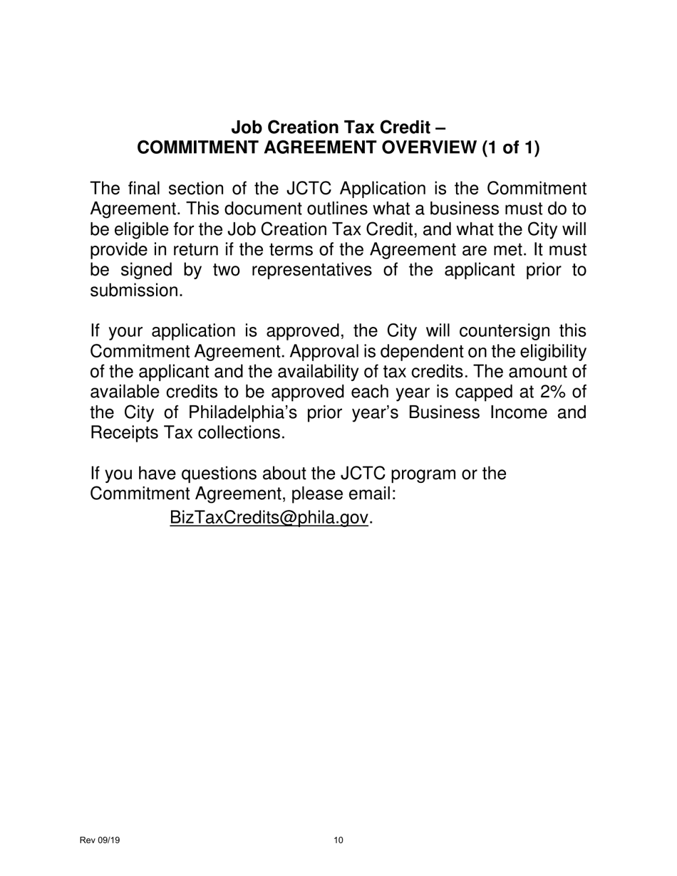 Job Creation Tax Credit Application - City of Philadelphia, Pennsylvania, Page 10